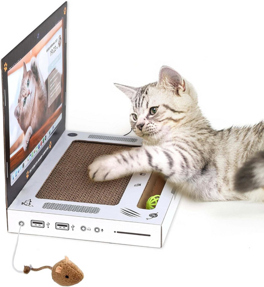 Rascador para gato con diseño de laptop