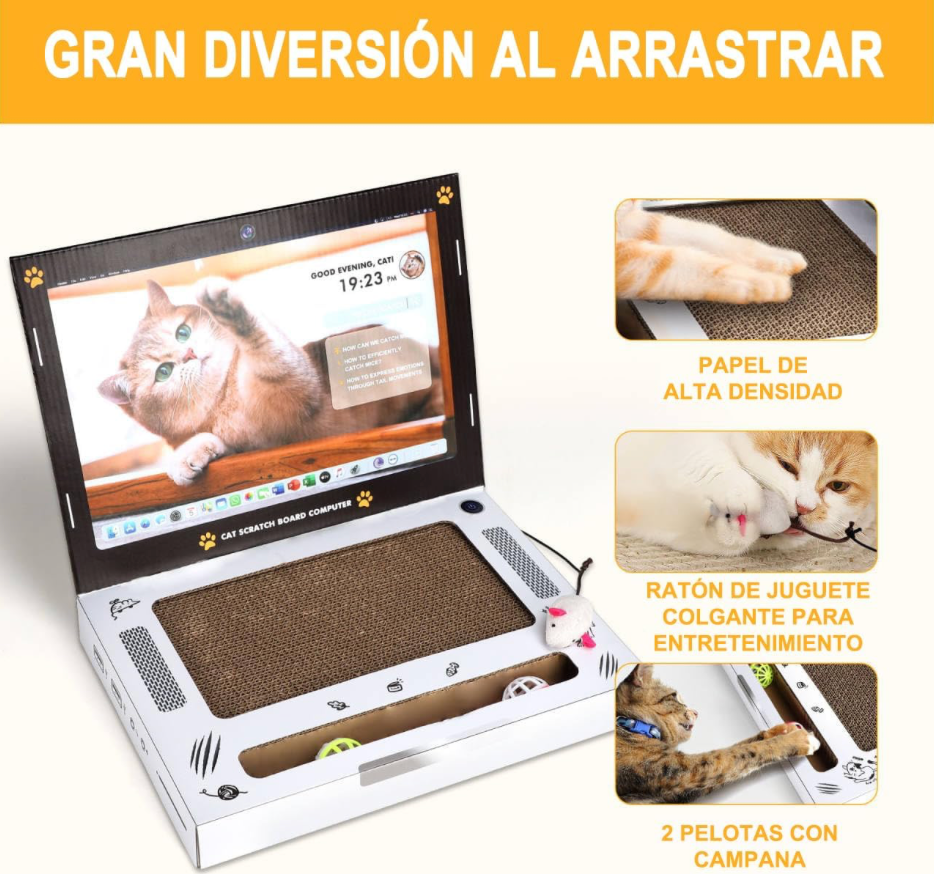 Rascador para gato con diseño de laptop